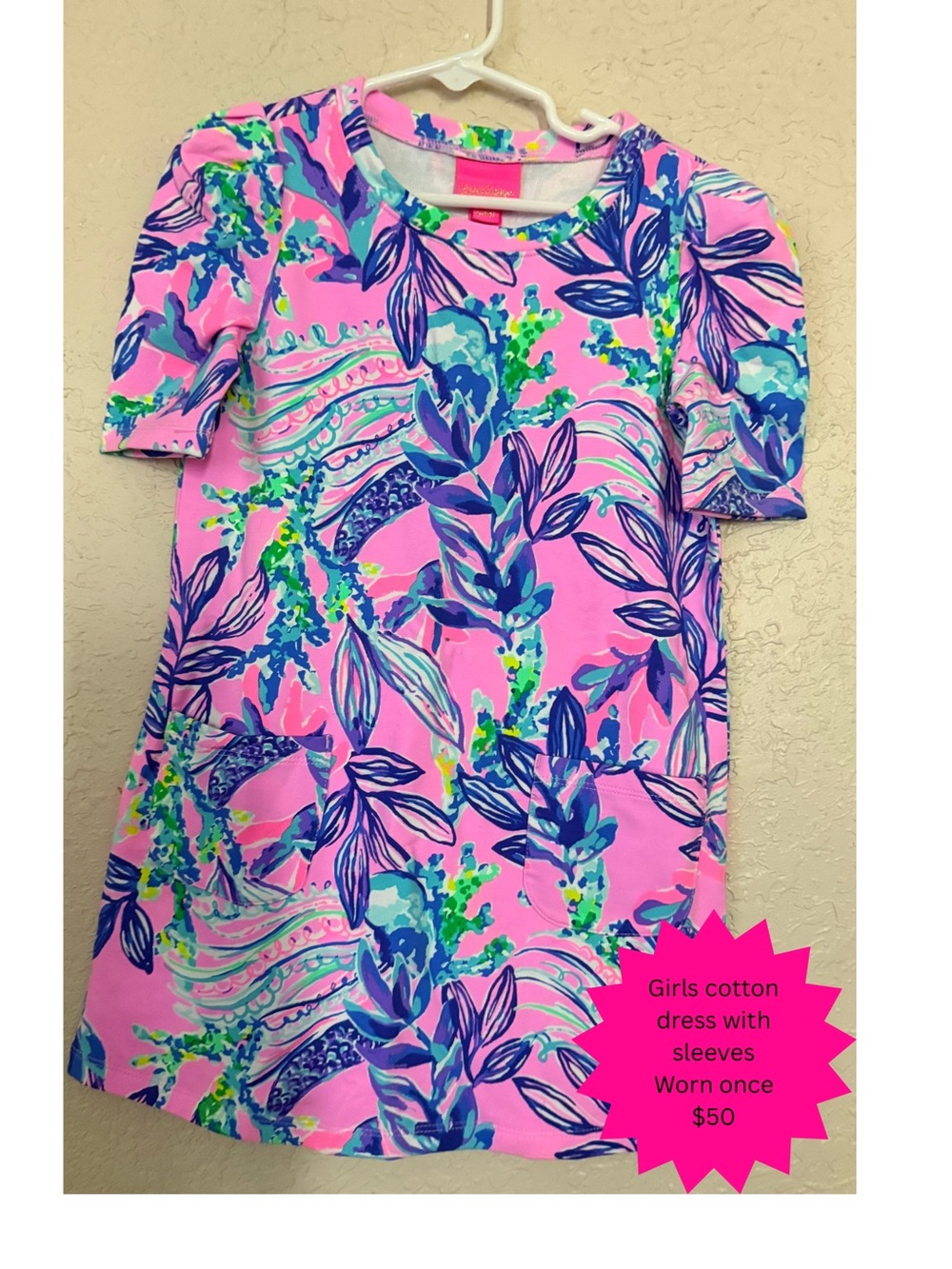 Lilly Pulitzer Pink Floral Cotton A-Line Dress